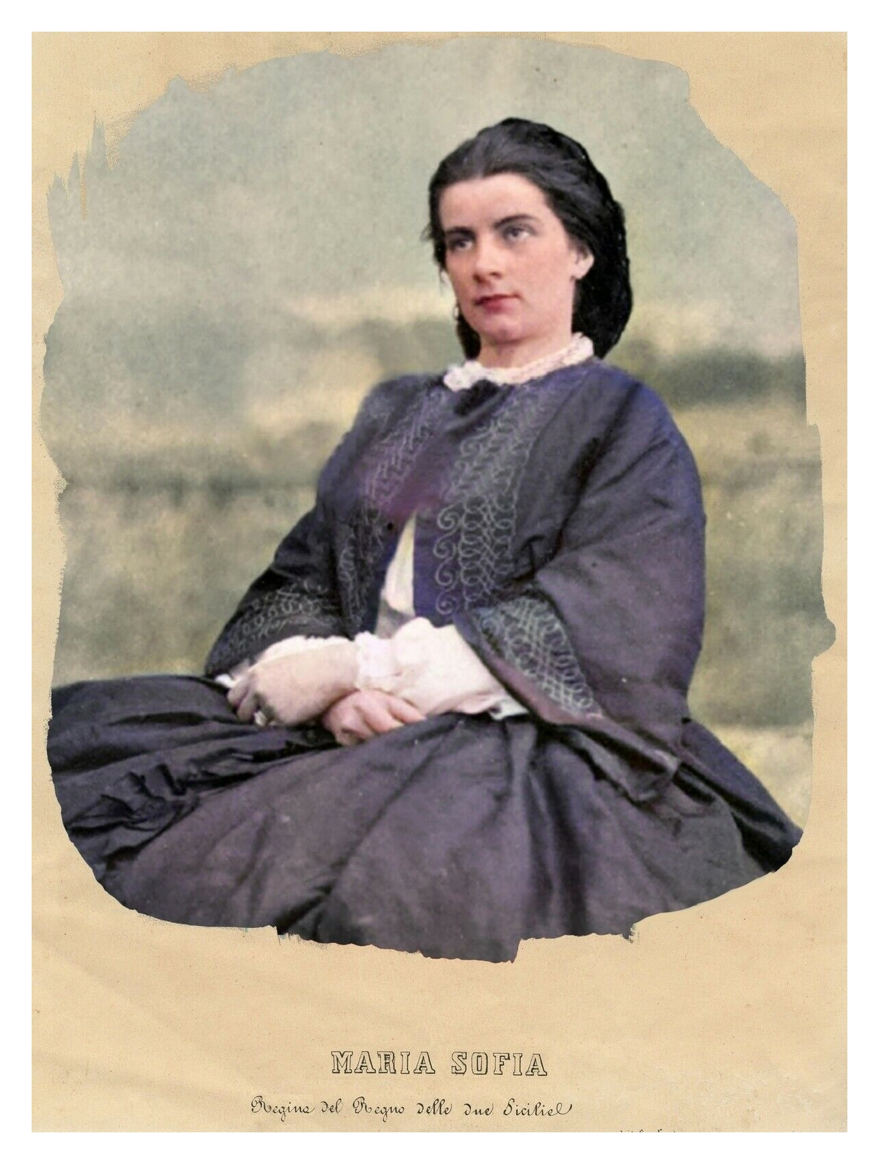POSTER STAMPA 32X45 MARIA SOFIA DA LITOGRAFIA POSTER EROINA GAETA 1861 REGNO 2 SICILIE BORBONE