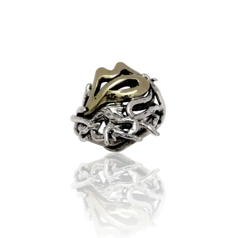 Anello Terra Mia “Radici del Vesuvio” in Argento 925 e Brone Giallo interamente lavorati a mano - immagine 2