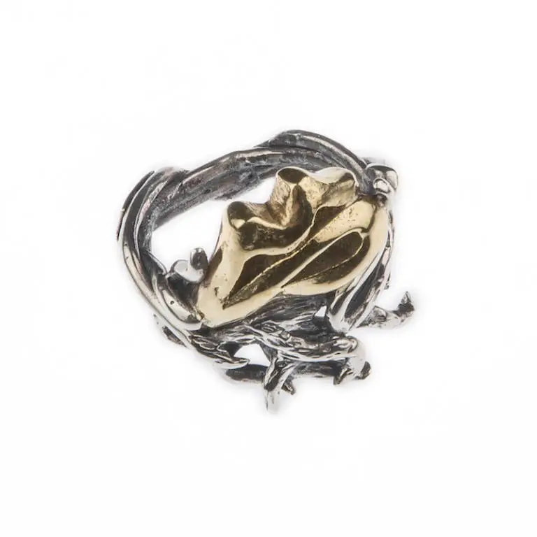 Anello Terra Mia “Radici del Vesuvio” in Argento 925 e Brone Giallo interamente lavorati a mano - immagine 3