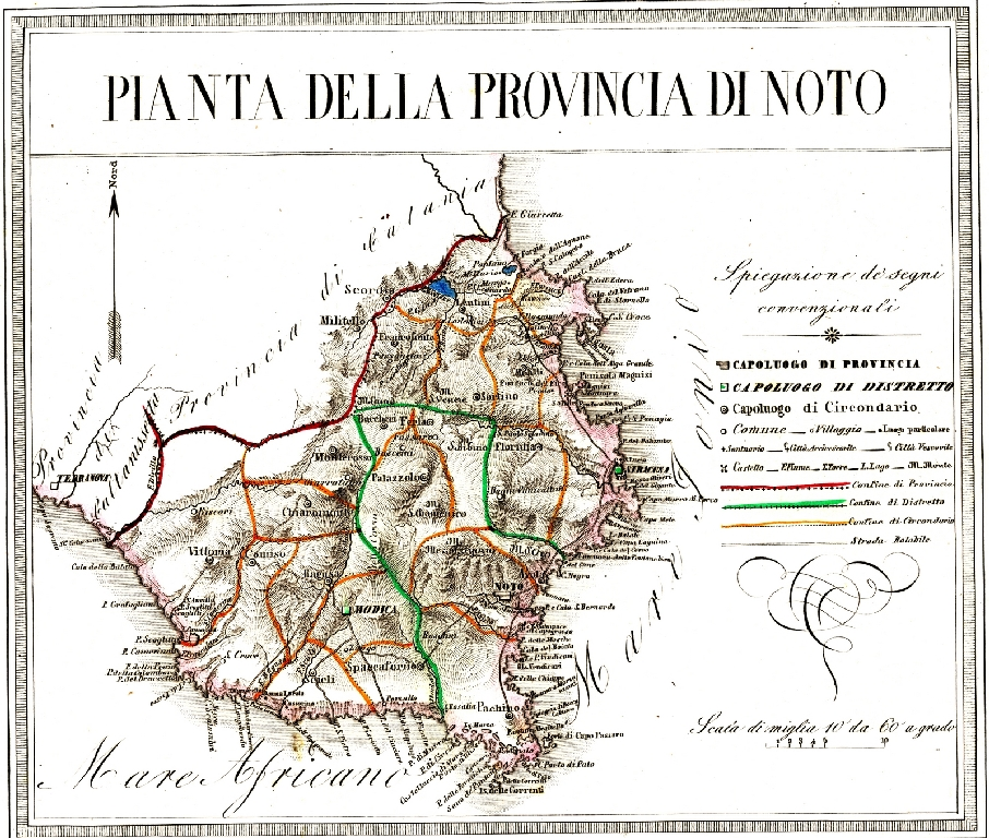 Poster Stampa Sicilia Noto Poster 32×45 1856 De Sanctis Regno Due Sicilie Cartografia