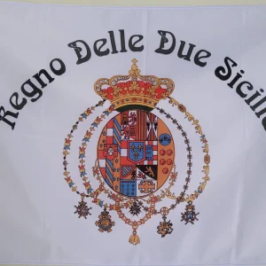 BANDIERA REGNO DELLE DUE SICILIE TESSUTO NAUTICO CON SCRITTA 70X100 CM BIANCA