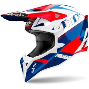 Casco Motocross Airoh Wraaap Feel Blue/Red Gloss